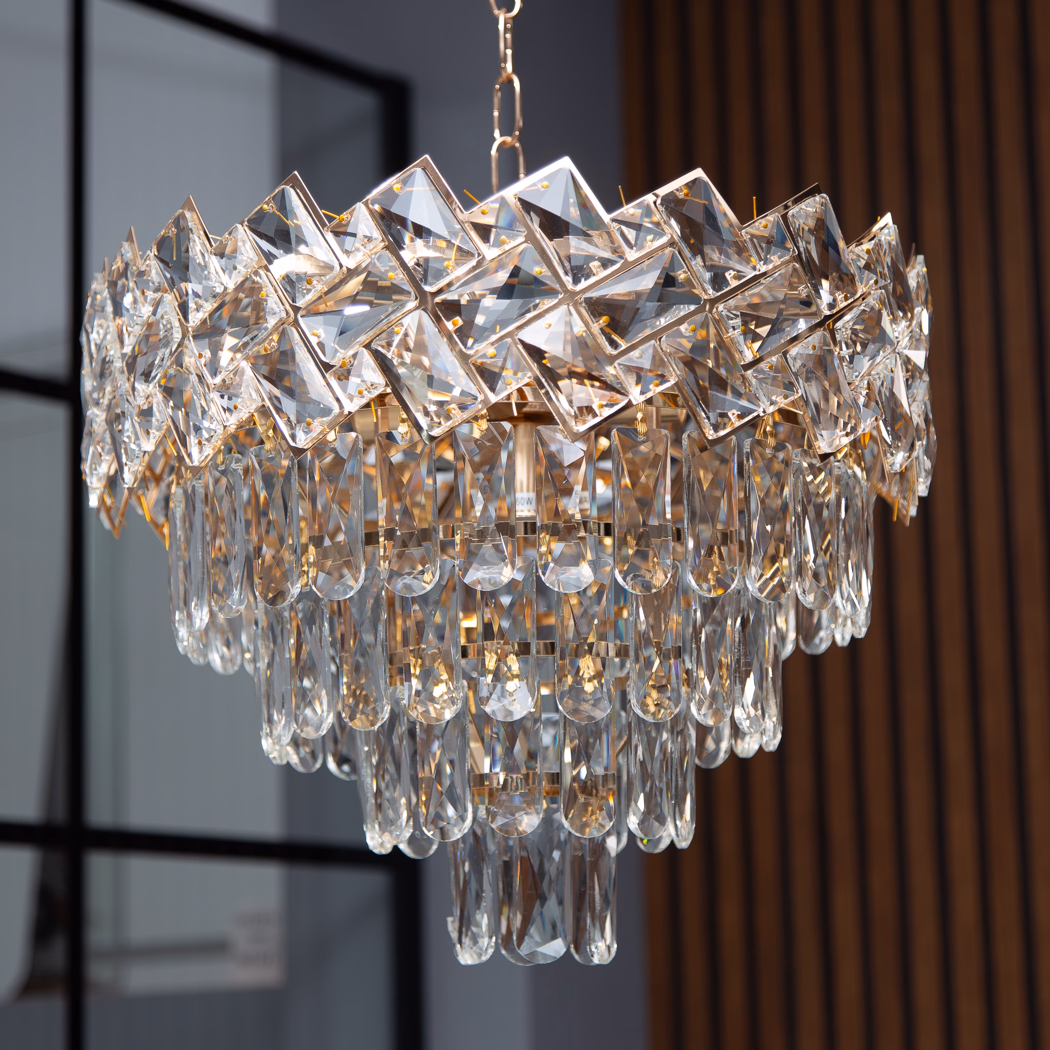 IMG_7672 Candelabru Golden Eclipse 40 cm – Cristal K9 Premium, 5 Surse, Finisaj Auriu - imagine 1