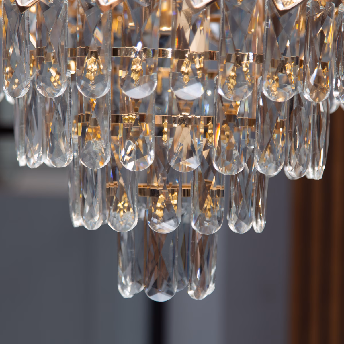 Candelabru Golden Eclipse 40 cm – Cristal K9 Premium, 5 Surse, Finisaj Auriu - imagine 4