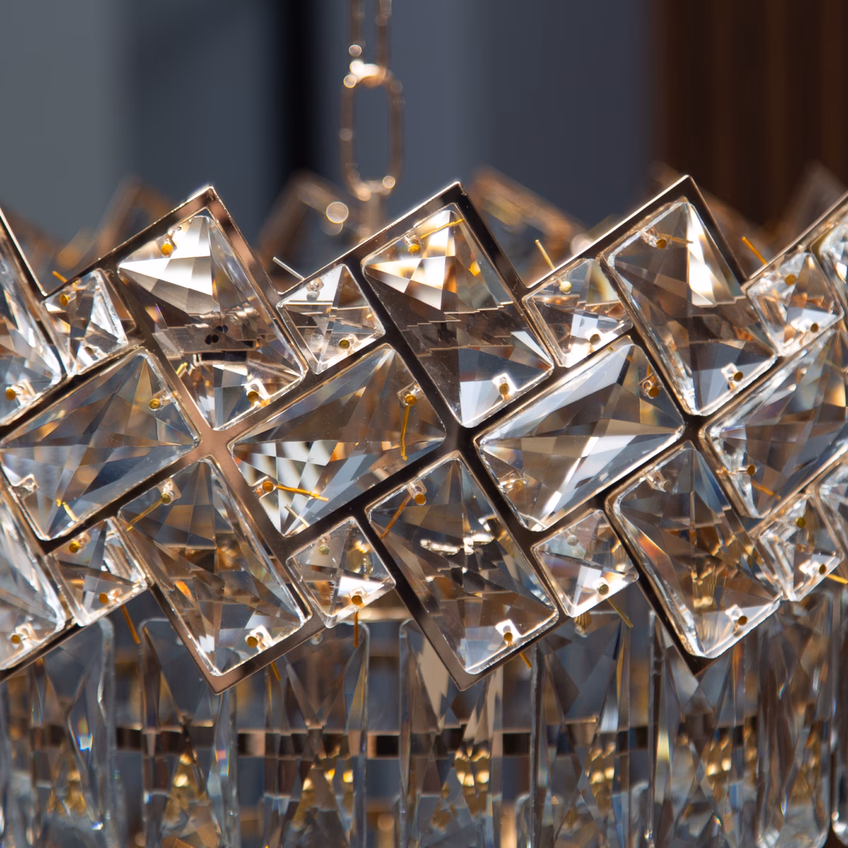 Candelabru Golden Eclipse 50 cm – Cristal K9 Premium, 7 Surse, Finisaj Auriu - imagine 5