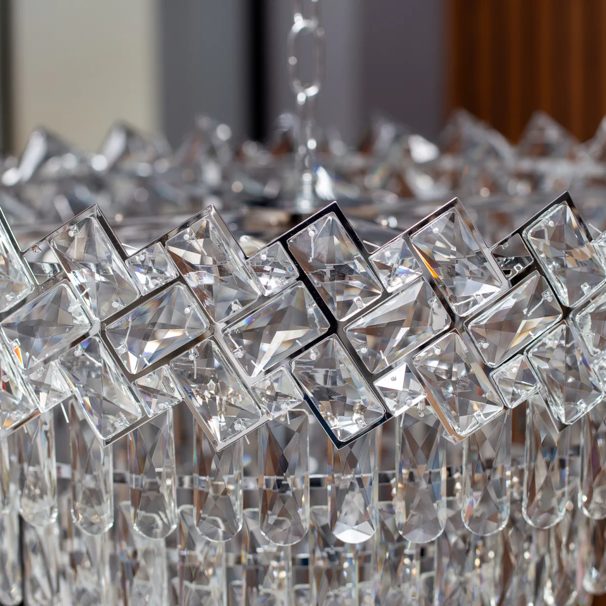 Candelabru Crystal Ice Cascade 60 cm – Cristal K9 Premium, 8 Surse, Finisaj Crom - imagine 3