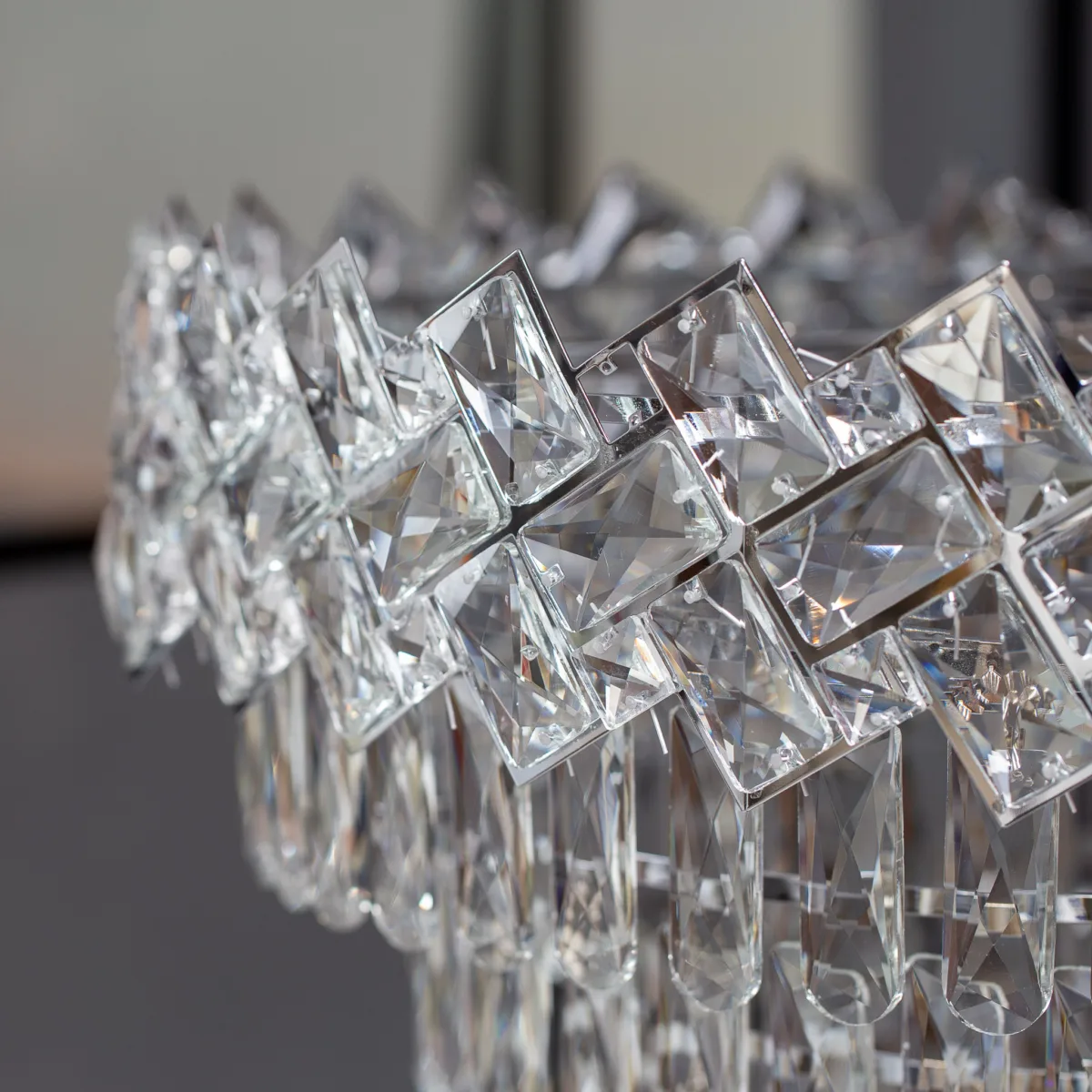 Candelabru Crystal Ice Cascade 60 cm – Cristal K9 Premium, 8 Surse, Finisaj Crom - imagine 5