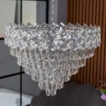 Candelabru Crystal Ice Cascade 60 cm – Cristal K9 Premium, 8 Surse, Finisaj Crom