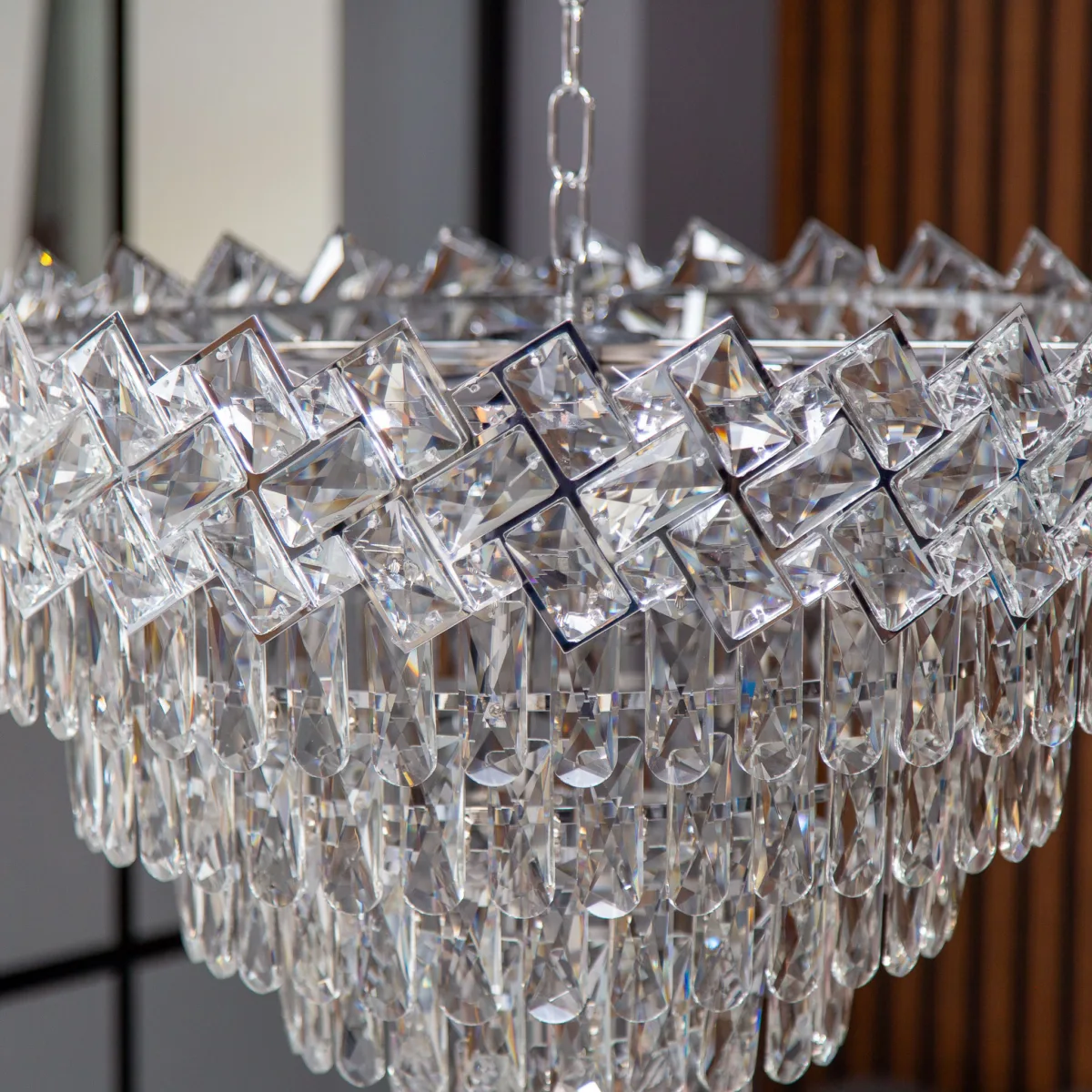 Candelabru Crystal Ice Cascade 60 cm – Cristal K9 Premium, 8 Surse, Finisaj Crom - imagine 6