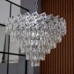 Candelabru Crystal Ice Cascade 50 cm – Cristal K9 Premium, 7 Surse, Finisaj Crom