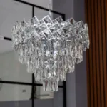 Candelabru Crystal Ice Cascade 40 cm – Cristal K9 Premium, 5 Surse, Finisaj Crom - imagine 5