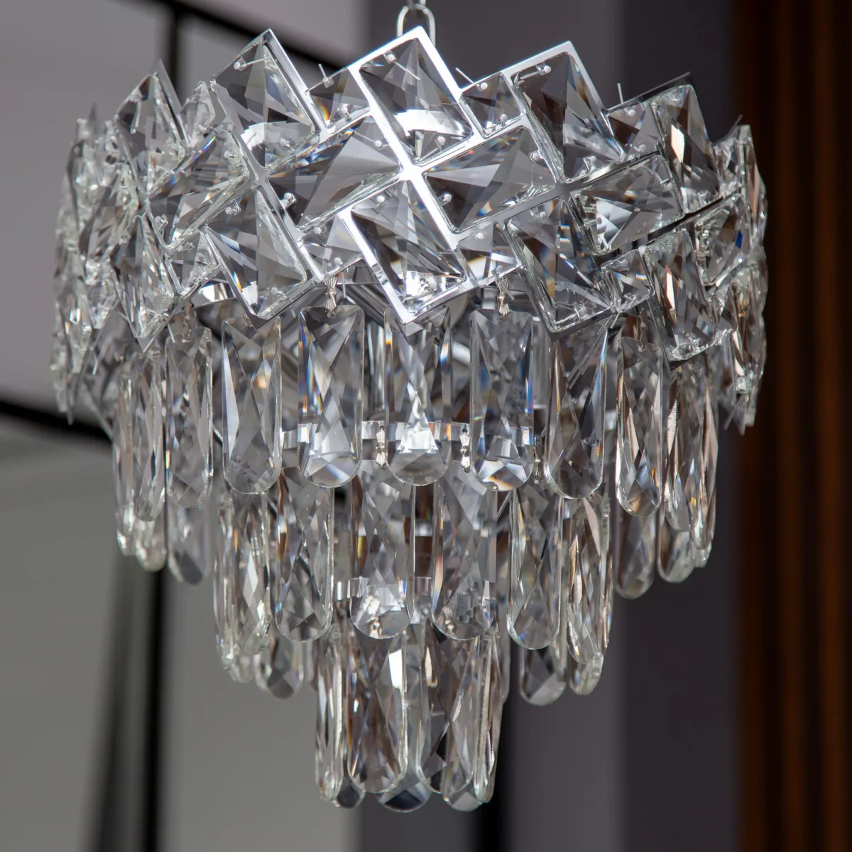 Candelabru Crystal Ice Cascade 30 cm – Cristal K9 Premium, 4 Surse, Finisaj Crom - imagine 7