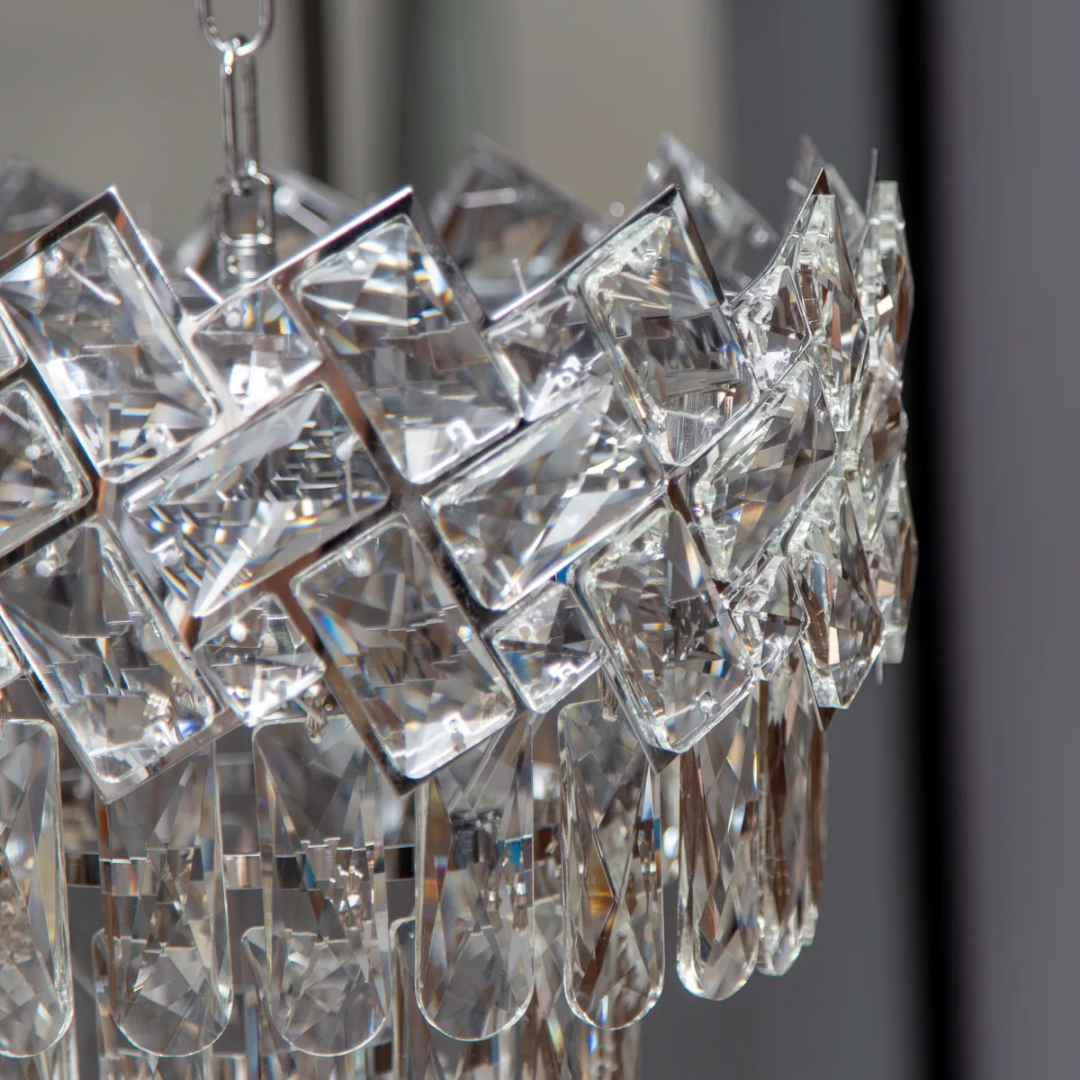 Candelabru Crystal Ice Cascade 30 cm – Cristal K9 Premium, 4 Surse, Finisaj Crom - imagine 6