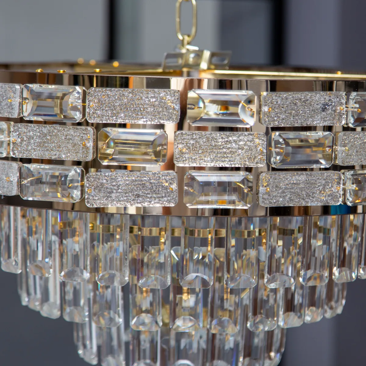 Candelabru Majestic Crystal Gold 50 cm – Cristal K9 Premium, 8 Surse, Finisaj Auriu Regal - imagine 4
