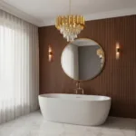 Candelabru Luxury Cristal Gold 30 cm – Metal Auriu și Cristal K9, 3 Becuri E14, Design Modern pentru Living și Hol - imagine 4