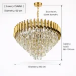 Candelabru Luxury Cristal Gold 60 cm – Cristal K9 Premium și Metal Auriu, 8 Becuri E14, Design Modern pentru Living și Dining - imagine 9