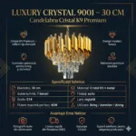 Candelabru Luxury Cristal Gold 30 cm – Metal Auriu și Cristal K9, 3 Becuri E14, Design Modern pentru Living și Hol - imagine 11
