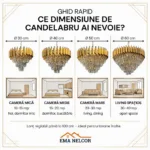 Candelabru Luxury Cristal Gold 40 cm – Cristal K9 Premium și Metal Auriu , 4 Surse E14, Design Modern pentru Dormitor, Hol și Living - imagine 10