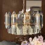 Candelabru Elegant Gold Smoke 50 cm – Cristal K9 Premium Fumuriu și Transparent, 9 Becuri E14, Design Modern de Lux pentru Living, Dining și Zone Rezidențiale - imagine 12