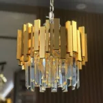 Candelabru Modern Prism Gold 30 cm – Cristal K9 Premium Transparent și Metal Auriu, 3 Becuri E14, Design Exclusiv pentru Holuri, Dormitoare și Zone de Accent - imagine 2