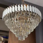Candelabru Luxury Cristal White 60 cm – Cristal K9 Premium și Metal Alb, 8 Surse E27, Design Modern pentru Living-uri Spațioase, Lobby și Hotel