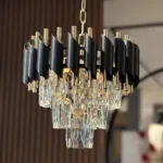 Candelabru Luxury Cristal Black 30 cm – Cristal K9 Premium și Metal Negru , 3 Surse E27, Design Modern pentru Hol, Dressing și Dormitor