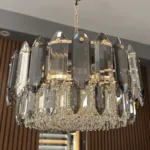 Candelabru Elegant Gold Smoke 50 cm – Cristal K9 Premium Fumuriu și Transparent, 9 Becuri E14, Design Modern de Lux pentru Living, Dining și Zone Rezidențiale - imagine 2