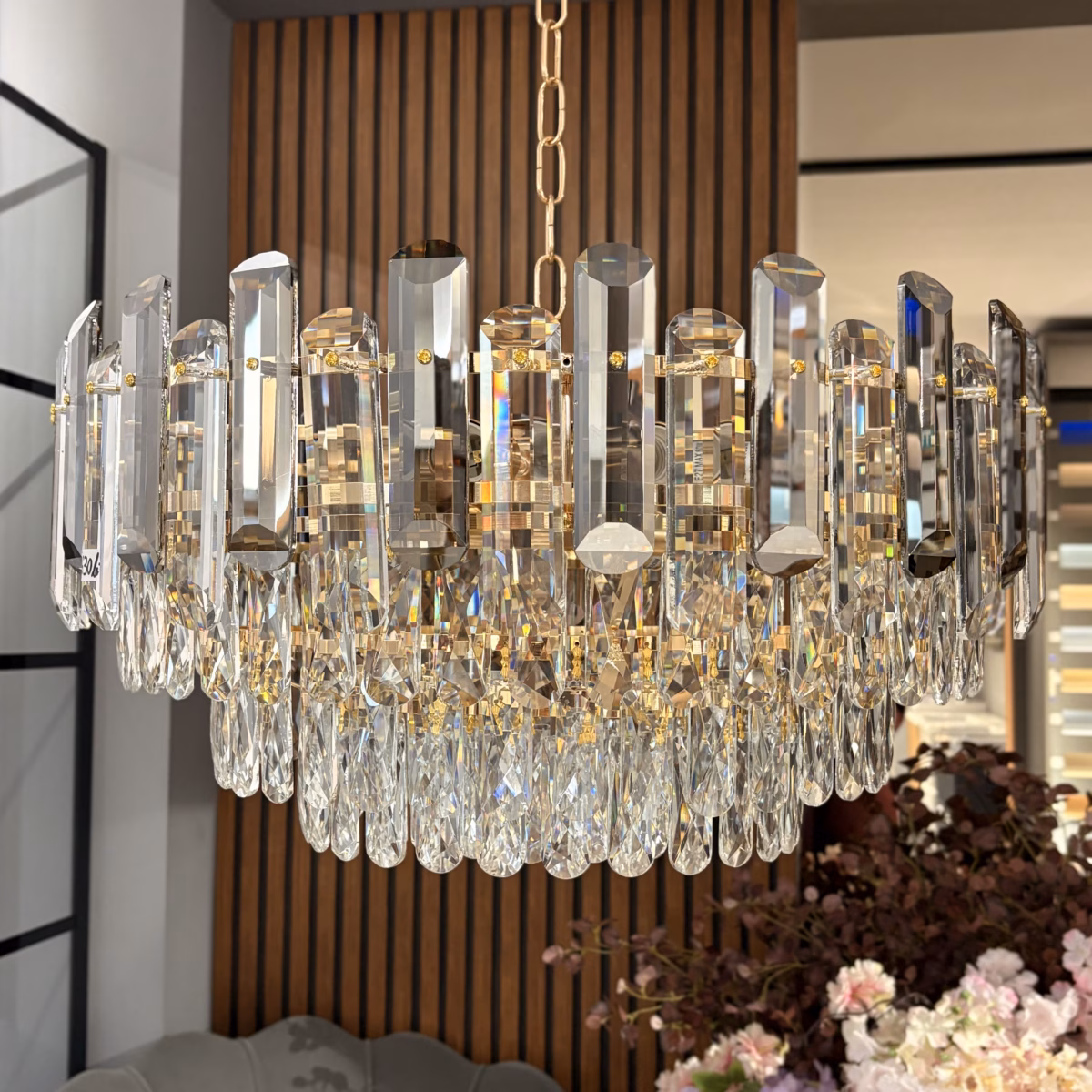 Candelabru Golden Bloom 60 cm – Cristal K9 Premium, Design Floral, 10 Surse, Finisaj Auriu Regal - imagine 4