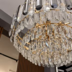 Candelabru Golden Bloom 60 cm – Cristal K9 Premium, Design Floral, 10 Surse, Finisaj Auriu Regal - imagine 8