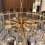 Candelabru Golden Bloom 60 cm – Cristal K9 Premium, Design Floral, 10 Surse, Finisaj Auriu Regal - imagine 3