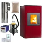 Pachet Termosemineu pe Peleți Termax Kamin PM 15 kW – pentru 120 mp, Buncăr 30 kg, Kit Complet