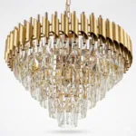 Candelabru Luxury Cristal Gold 60 cm – Cristal K9 Premium și Metal Auriu, 8 Becuri E14, Design Modern pentru Living și Dining