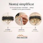 Candelabru Luxury Cristal White 50 cm – Cristal K9 Premium și Metal Alb, 7 Surse E14, Design Modern pentru Living și Dormitor Matrimonial - imagine 5