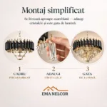 Candelabru Cristal Ice Cascade Golden 60 cm – Cristal K9 Premium și Metal Auriu, 8 Surse E14, Design Modern de Lux pentru Living-uri și Dormitoare - imagine 5