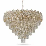 Candelabru Cristal Ice Cascade Golden 60 cm – Cristal K9 Premium și Metal Auriu, 8 Surse E14, Design Modern de Lux pentru Living-uri și Dormitoare