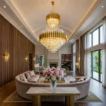 Candelabru Luxury Cristal Gold – Palace Edition 60x100 cm – Capodoperă Monumentală pe Mai Multe Niveluri, 15 Becuri, Cristal K9 Premium și Metal Auriu, Ideal pentru Scări Interioare și Tavane Înalte - imagine 3