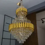 Candelabru Luxury Cristal Gold – Palace Edition 60x100 cm – Capodoperă Monumentală pe Mai Multe Niveluri, 15 Becuri, Cristal K9 Premium și Metal Auriu, Ideal pentru Scări Interioare și Tavane Înalte - imagine 2