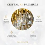 Candelabru Luxury Cristal Gold – Palace Edition 60x100 cm – Capodoperă Monumentală pe Mai Multe Niveluri, 15 Becuri, Cristal K9 Premium și Metal Auriu, Ideal pentru Scări Interioare și Tavane Înalte - imagine 7