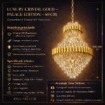 Candelabru Luxury Cristal Gold – Palace Edition 60x100 cm – Capodoperă Monumentală pe Mai Multe Niveluri, 15 Becuri, Cristal K9 Premium și Metal Auriu, Ideal pentru Scări Interioare și Tavane Înalte - imagine 9