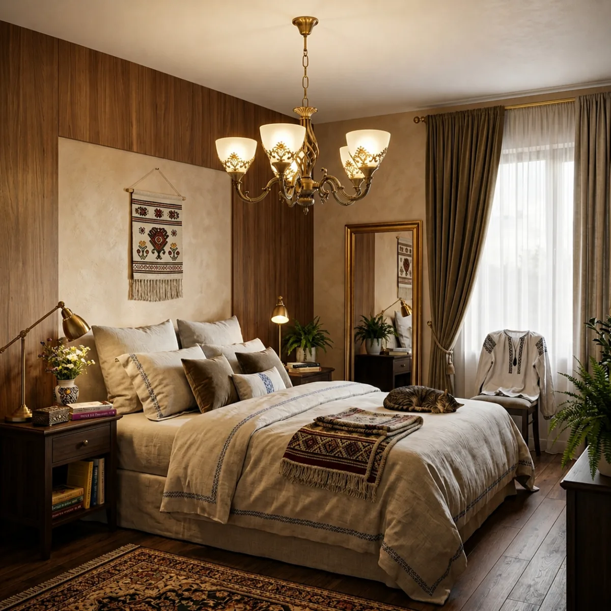 Candelabru Clasic Vintage Bronze – Lustră cu 5 Surse de Lumină, Abajururi din Sticlă Mată și Detalii Filigran, Ideal pentru Living sau Dining - imagine 3