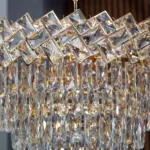 Candelabru Cristal Ice Cascade Golden 60 cm – Cristal K9 Premium și Metal Auriu, 8 Surse E14, Design Modern de Lux pentru Living-uri și Dormitoare - imagine 12