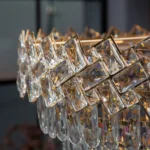 Candelabru Cristal Ice Cascade Golden 60 cm – Cristal K9 Premium și Metal Auriu, 8 Surse E14, Design Modern de Lux pentru Living-uri și Dormitoare - imagine 14