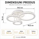 Lustră LED Modernă Cristal Rings 54,5 cm – Metal Cromat și Cristal Acrilic, 3 Surse LED Integrate, Design Elegant pentru Living, Dormitor și Dining - imagine 5