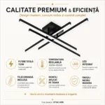 Lustră LED Modernă Black Linear 85 cm – Metal Negru și Acril Alb, 4 Surse LED Integrate, Design Minimalist pentru Living, Dining și Dormitor - imagine 4