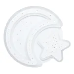Lustră LED Modernă Lună și Stea 52 cm – Metal și Acril Alb, 2 Surse LED Integrate, Design Decorativ pentru Camera Copiilor și Dormitor