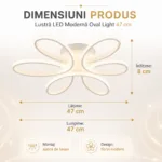Lustră LED Modernă Oval Light 47 cm – Metal Alb și Acril Mat, 6 Surse LED Integrate, Design Elegant pentru Dormitor, Living și Holr - imagine 6