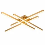 Lustră LED Modernă Gold Design 85 cm – Metal Auriu și Acril Alb, 4 Surse LED Integrate, Design Premium pentru Living, Dining și Dormitor