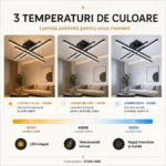 Lustră LED Modernă Black Linear 85 cm – Metal Negru și Acril Alb, 4 Surse LED Integrate, Design Minimalist pentru Living, Dining și Dormitor - imagine 5