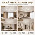 Lustră LED Modernă Cristal Rings 54,5 cm – Metal Cromat și Cristal Acrilic, 3 Surse LED Integrate, Design Elegant pentru Living, Dormitor și Dining - imagine 3