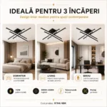 Lustră LED Modernă Black Linear 85 cm – Metal Negru și Acril Alb, 4 Surse LED Integrate, Design Minimalist pentru Living, Dining și Dormitor - imagine 6