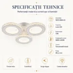 Lustră LED Modernă Cercuri Cristal 43 cm – Metal Cromat și Cristal Acrilic, 3 Surse LED Integrate, Design Elegant pentru Dormitor, Hol și Living - imagine 4