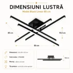 Lustră LED Modernă Black Linear 85 cm – Metal Negru și Acril Alb, 4 Surse LED Integrate, Design Minimalist pentru Living, Dining și Dormitor - imagine 3