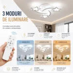 Lustră LED Modernă Cu Steluțe 55 cm – Metal și Acril Alb, 3 Surse LED Integrate, Design Decorativ pentru Camera Copiilor și Dormitor - imagine 6