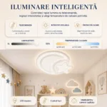 Lustră LED Modernă Lună și Stea 52 cm – Metal și Acril Alb, 2 Surse LED Integrate, Design Decorativ pentru Camera Copiilor și Dormitor - imagine 3