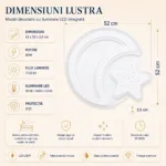 Lustră LED Modernă Lună și Stea 52 cm – Metal și Acril Alb, 2 Surse LED Integrate, Design Decorativ pentru Camera Copiilor și Dormitor - imagine 6