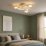 Lustră LED Modernă Cu Steluțe 55 cm – Metal și Acril Alb, 3 Surse LED Integrate, Design Decorativ pentru Camera Copiilor și Dormitor - imagine 2